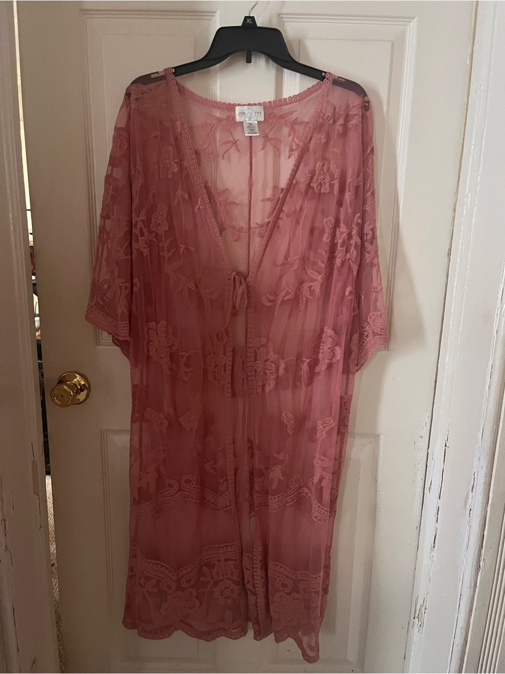 Sheer Embroidered Dusty Rose Wrap - Women Scarves & Wraps